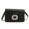 Niche Design Summer New Style  High-value  Fashionable  Light Luxury Diamond-inlaid Solid Color Crossbody Small Square Bag