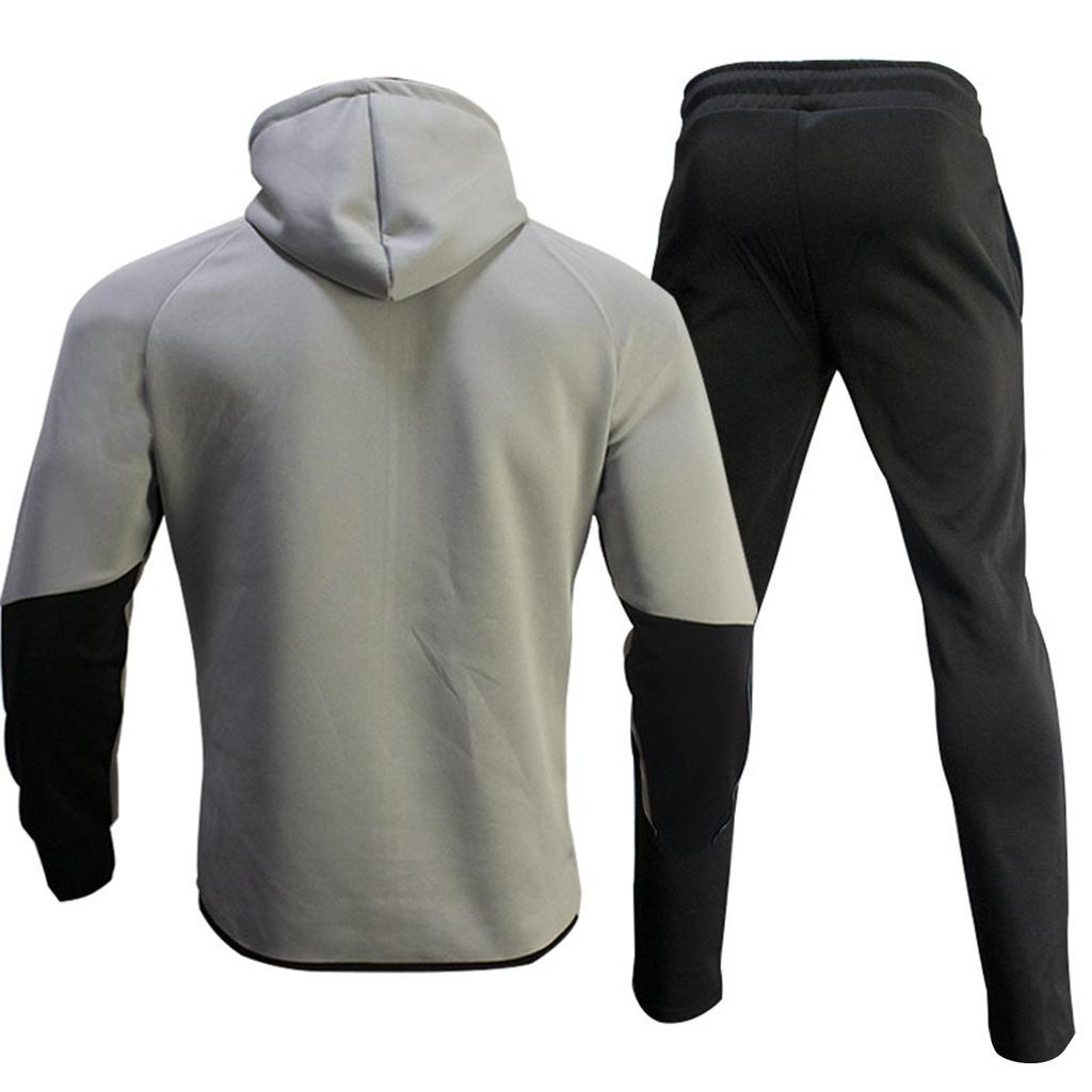 Herren Jogginganzug Sport Hoodie Set Zweiteilige Jacke mit Kapuze und Taschen