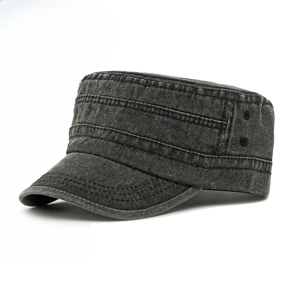 Vintage Washed Cotton Military Cap for Men Women Summer Breathable Flat Top Hat Sun Protection Outdoor Casual Cadet Cap Peaked Hat