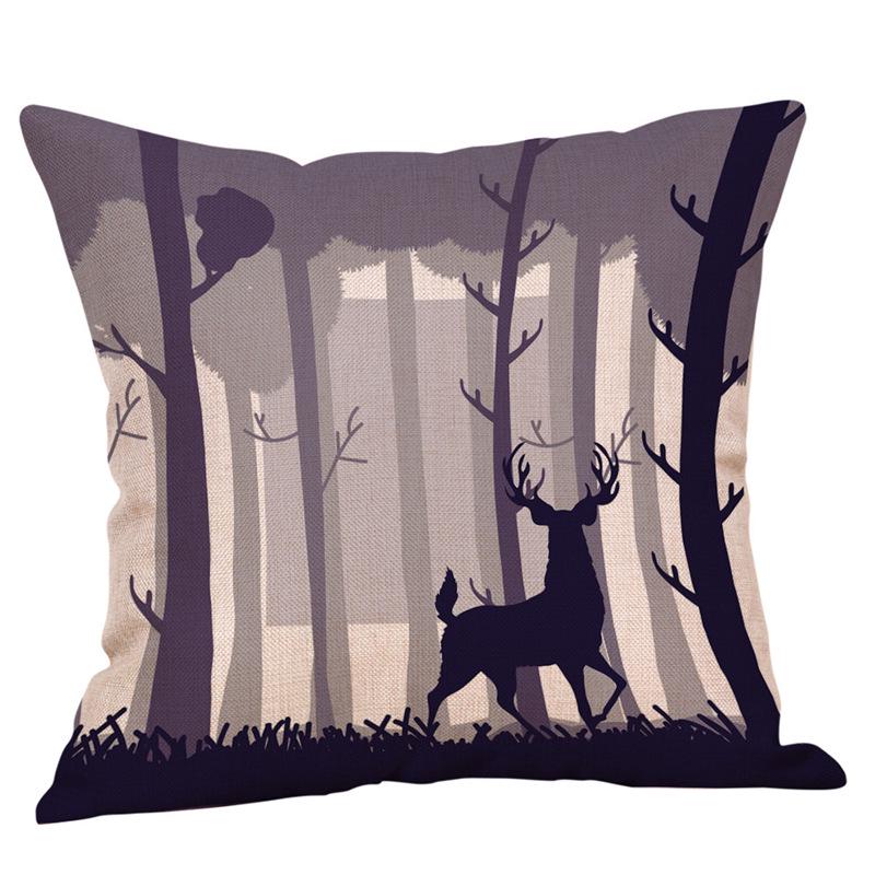American Christmas Deer Pattern Throw Pillow Cover - Festive Sofa or Car Cushion