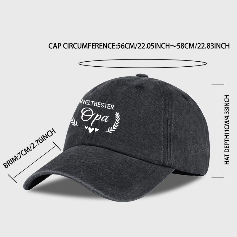WORLDS BEST Grandpa Laurel Leaf Heart Print Washed Baseball Cap Warm Retro Fashion Trend Perfect Grandpa Gift for Daily Commu
