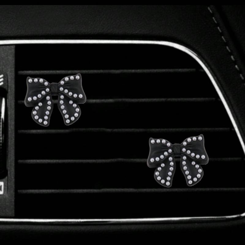 Pearled Bow Car Air Vent Decoration, Cute Car Interior Decor, Auto AC Vent Clip Accessory
