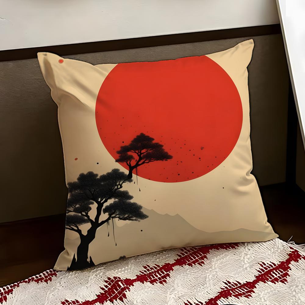 Poszewka na poduszkę w stylu chińskiego malarstwa tuszem Dwustronna Miękka Trwała Poszewka na Poduszkę Dom Samochód Wieloscenariuszowe Zastosowanie dla Codziennego Komfortu