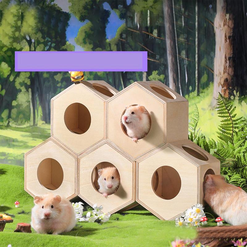 

Hamster Hide Out Wood Hamster House Cage Accessories Habitat Décor Pet Supplies Small Animal Shelter For Chinchilla Guinea China Mainland
