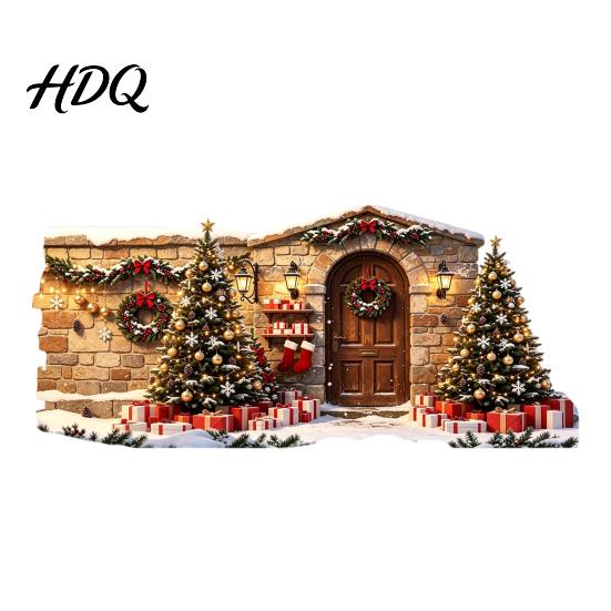 Winter Scene Wall Decals Christmas Snow House Sticker Removable Self-Adhesive Sticker Decal PVC Waterproof Decorative Decal for Holiday Party
