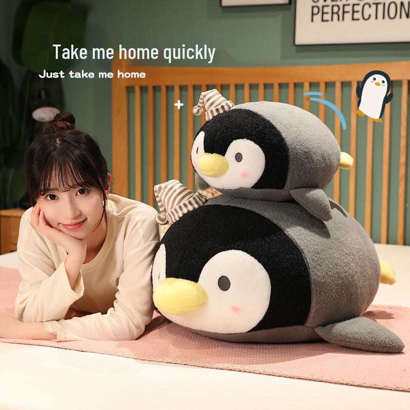 Cute Sleepy Penguin Plush Pillow - Soft Marine Animal Doll for Kids