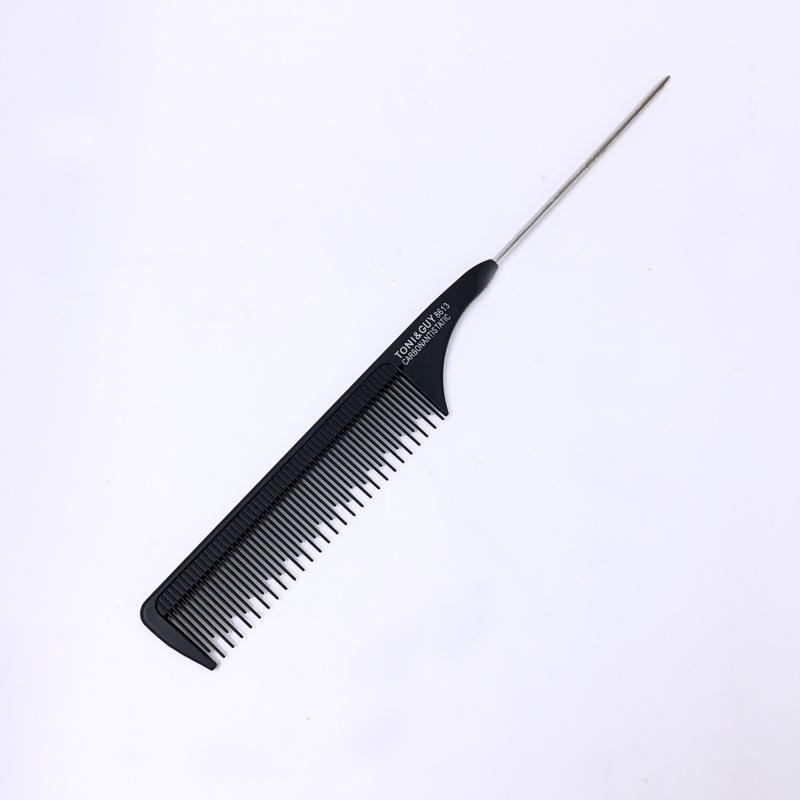 Carbon Fiber Anti-Static Tail Comb: High-Low Tooth Design for Hairdressing, Updo Styling, Teasing, and Massage.