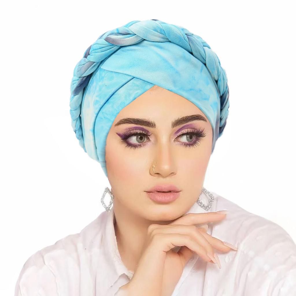 Muslimske kvinner Flette Hijab Turban Kemo Stretchlue Hodeplagg Islamsk Bonnet Hodeplagg Lue Dekkhatt