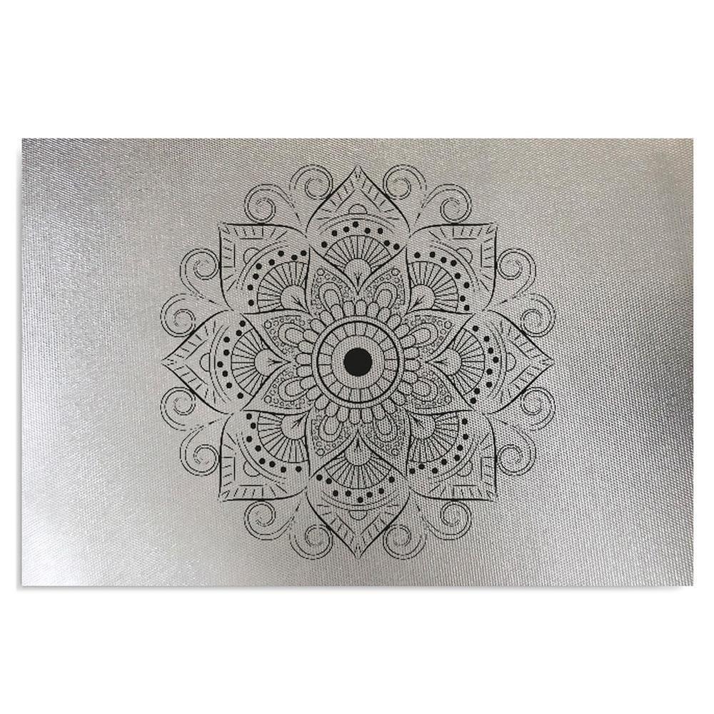 Feeby Leinwandbild, Silberfarbenes geometrisches Mandala-Motiv