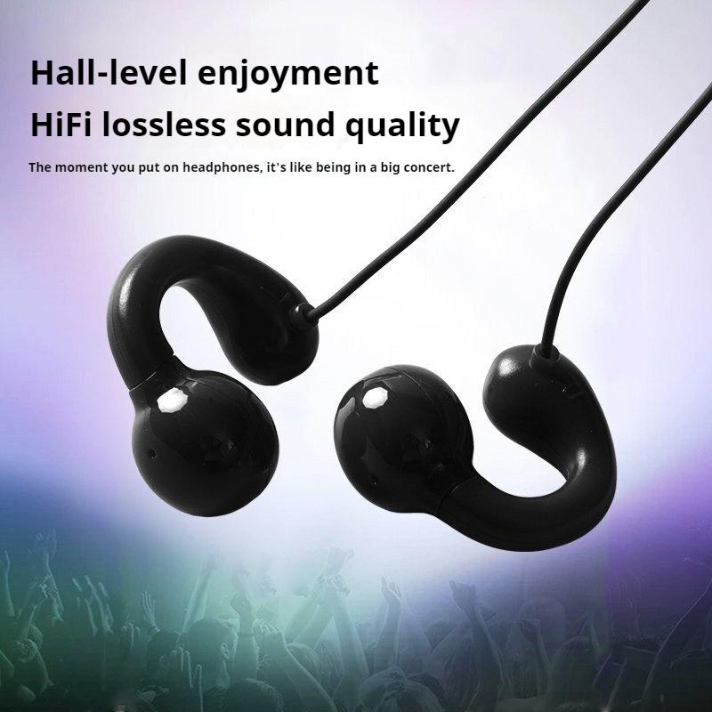 Clip-on Wired Headphones type C&3.5mm Stereo Sports Music Earbuds Handfree Sport Gamer Headset Earphones with HD mic For Samsung