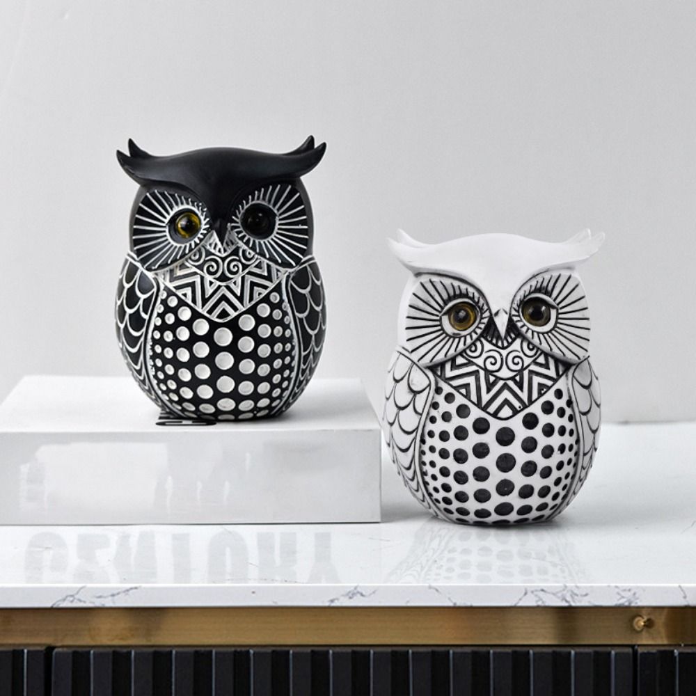 Handmade Owl Figurine Resin Craft Animal Sculpture Funny Owl Statue  Home Decor