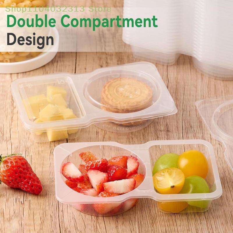 5/10/15/20PCS Double Compartment Condiment Containers With Lids Portable Compartment Snack Boxes Suitable For Outdoor Picnics
