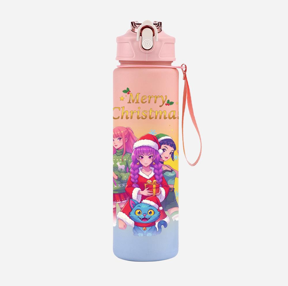 Bottiglia d'Acqua K-Pop Cacciatori di Demoni Stampata per Natale da 750 ml Tazza Grande Capacità Tazza da Acqua Portatile per Bambini Sport all'Aperto Regalo per Bambino
