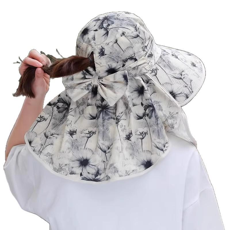 Wide-brimmed Sun Hat for Women, Summer Outdoor Sun Protection Face-shielding Hat, Fashionable, Breathable, Thin Tea-picking Hat, Cycling Hat