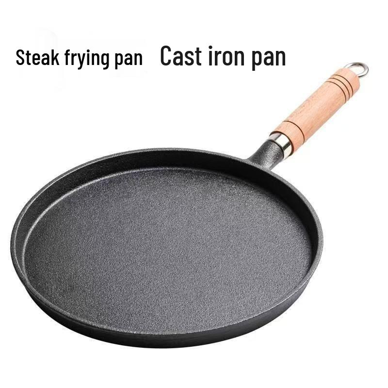 Thickened Non-Stick Cast Iron Flat-Bottom Pan for Pancakes, Pizza, Jianbing, and More.