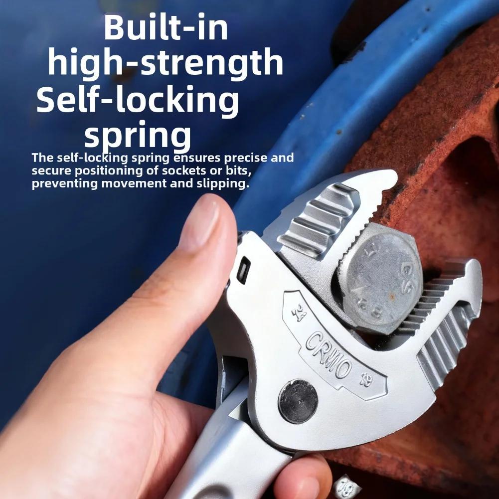 1pc Adjustable Crab Claw Wrench Effortless Tightening Self-Adjusting Ratchet Wide Jaw For Automotive Piping Manufacturing