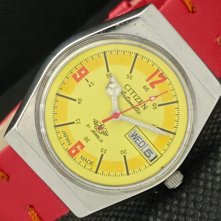 

Б/У винтажные мужские часы Citizen Automatic 8200 Japan Day/Date Yellow a317221-9 SKU608k-a317221