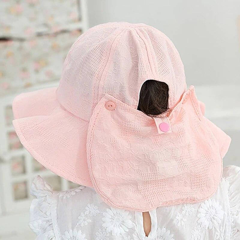 1–3 Jahre Baby-Anglerhut für Mädchen mit großer Krempe und Schleife, Sonnenkappe für den Sommer, Strand, Kleinkinder, Fischerhüte mit winddichtem Seil, Baby-Accessoire