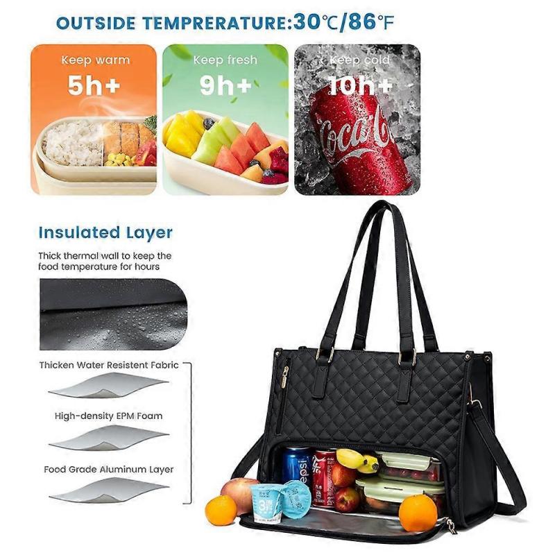 2 in 1 Lunch Bag for Women Shoulder Laptop Bag Large Capacity with Insulated Compartment Outdoor Multifunction