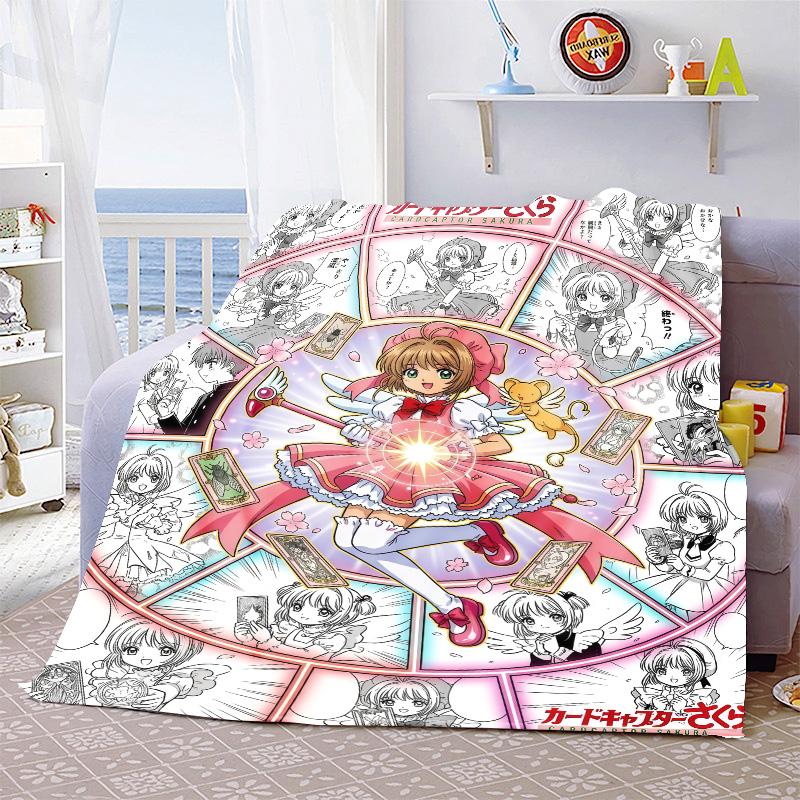 Cardcaptor Sakura Anime Flannel Blanket Soft Cozy Warm Throw Lightweight Blanket for Bed Sofa Home -QJY