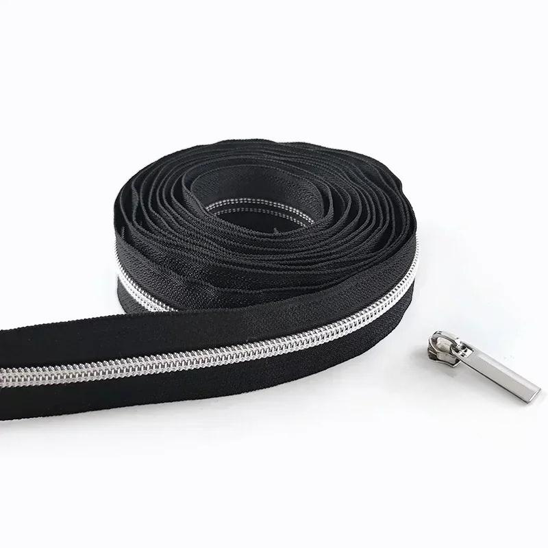 2/4/10Meters 3# 5# Black Nylon Zippers By The Meter with Zipper Puller Jacket Coat Sewing Zip Repair Garment Crafts Accessories