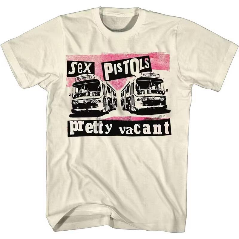 2026 New Sex Pistols Pretty Vacant Buses Vintage Graphic‑Print Unisex Short‑Sleeve T‑Shirt, Street‑Wear Casual Summer Top Women And Men T-Shirt
