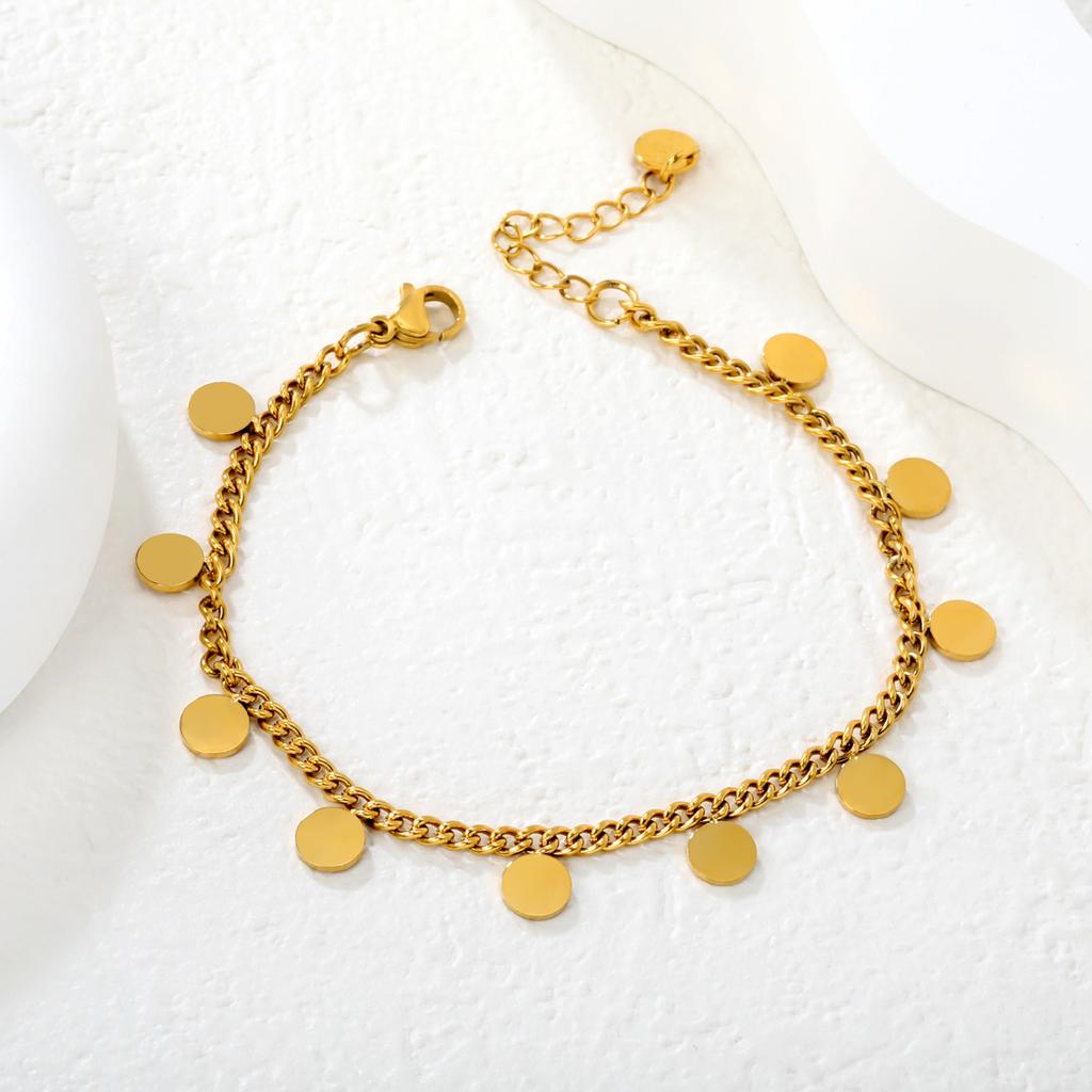 Fashion Beach Tassel Bracelet for Girls, Dating Jewelry Vintage Elegant Stainless Steel Gold-plated Bracelet Accessory