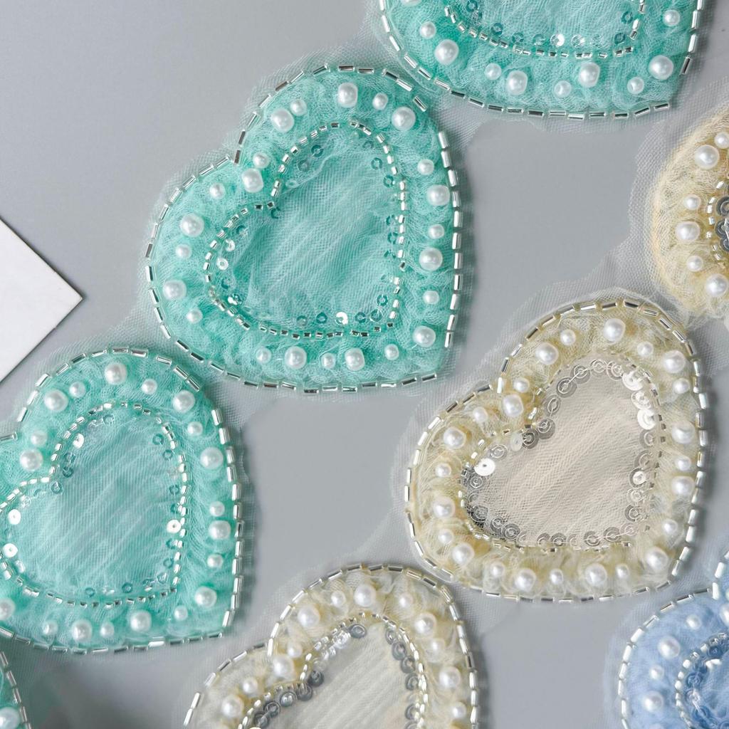 Exquisite Herzperlen-Spitze Pailletten-Spitze Kleidung Lolita-Kleid Tasche Haarschmuck Dekorative Spitzen-Accessoires