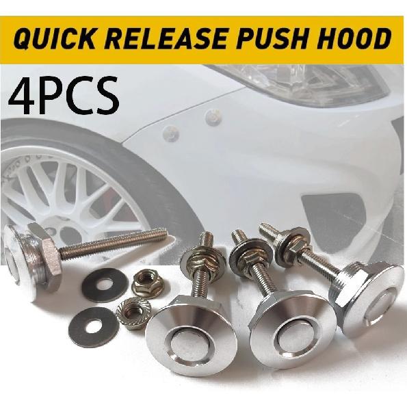 4X Push Button Quick Release Car Bumper Hood Lock P Clip Bonnet Latch Kit