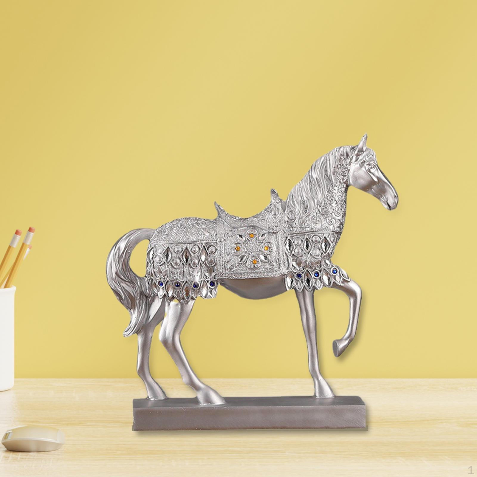 

Delicate Horse Statue Figurine Desktop Decorative Animal Sculpture Elegant Ornament Art Crafts Argent