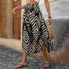Boho Style Maxi Skirt Adjustable Drawstring High-Waisted Printing Skirt Flowy Large Hem A-Line Skirt Daily Wear