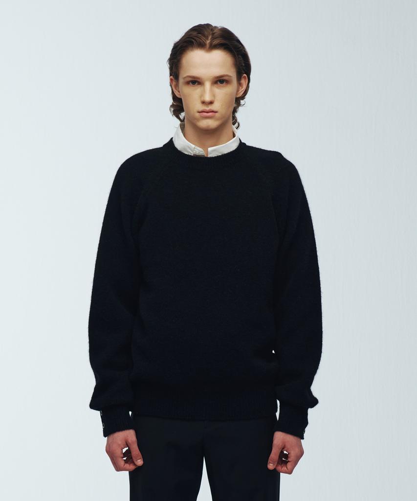 KNITTED Shaggy Dog 100% Wool Round Knit Black