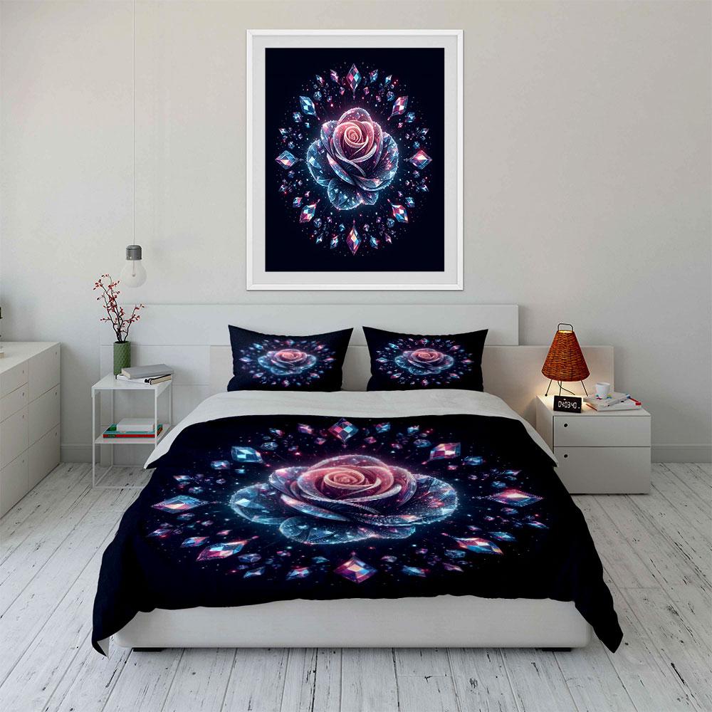 Elegant Rose Gemstone Decoration Set Kid'S And Adults' Bedroom Decor, Exquisite Three-Piece Bedding Set Gift