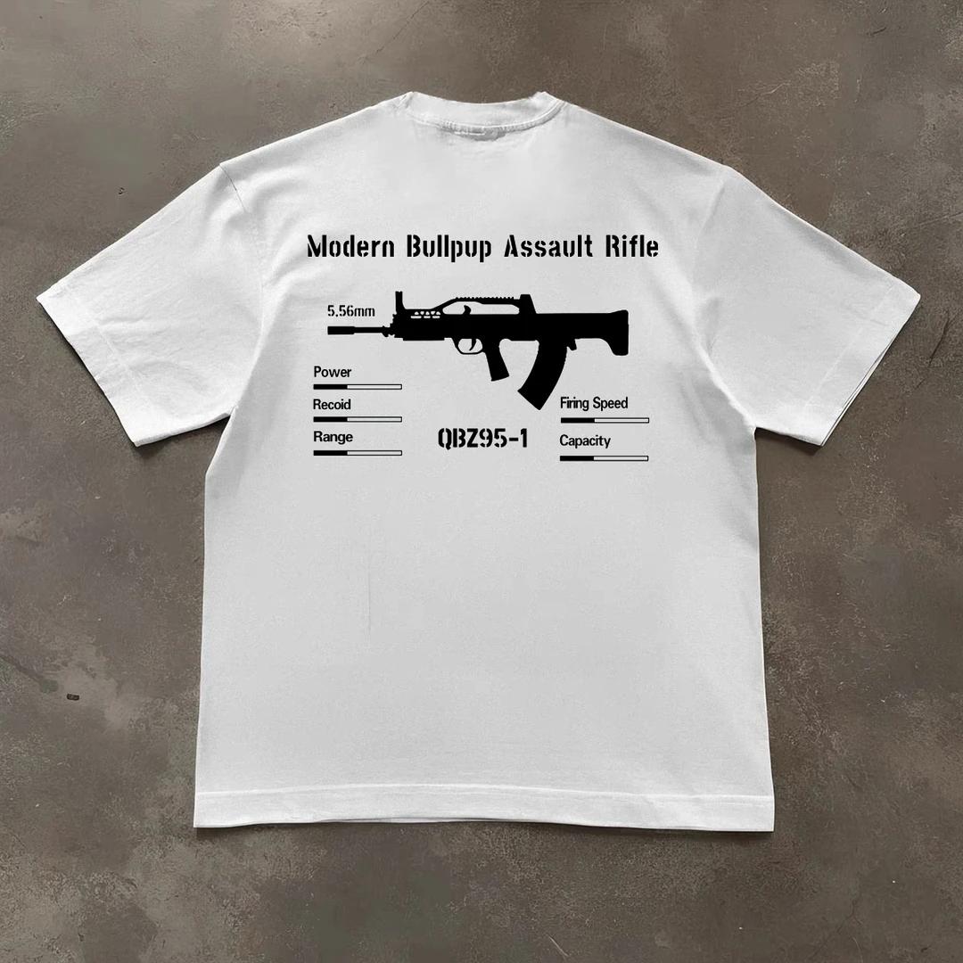 

China QBZ 95 Assault Rifle TShirt 100 Cotton ONeck Short Sleeve Summer Casual Mens Tshirt Streetwear 4XL