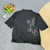 Dimanaf 2025 Autumn Pattern Printing T-shirt Black Women Short Sleeve Loose Tops Tees