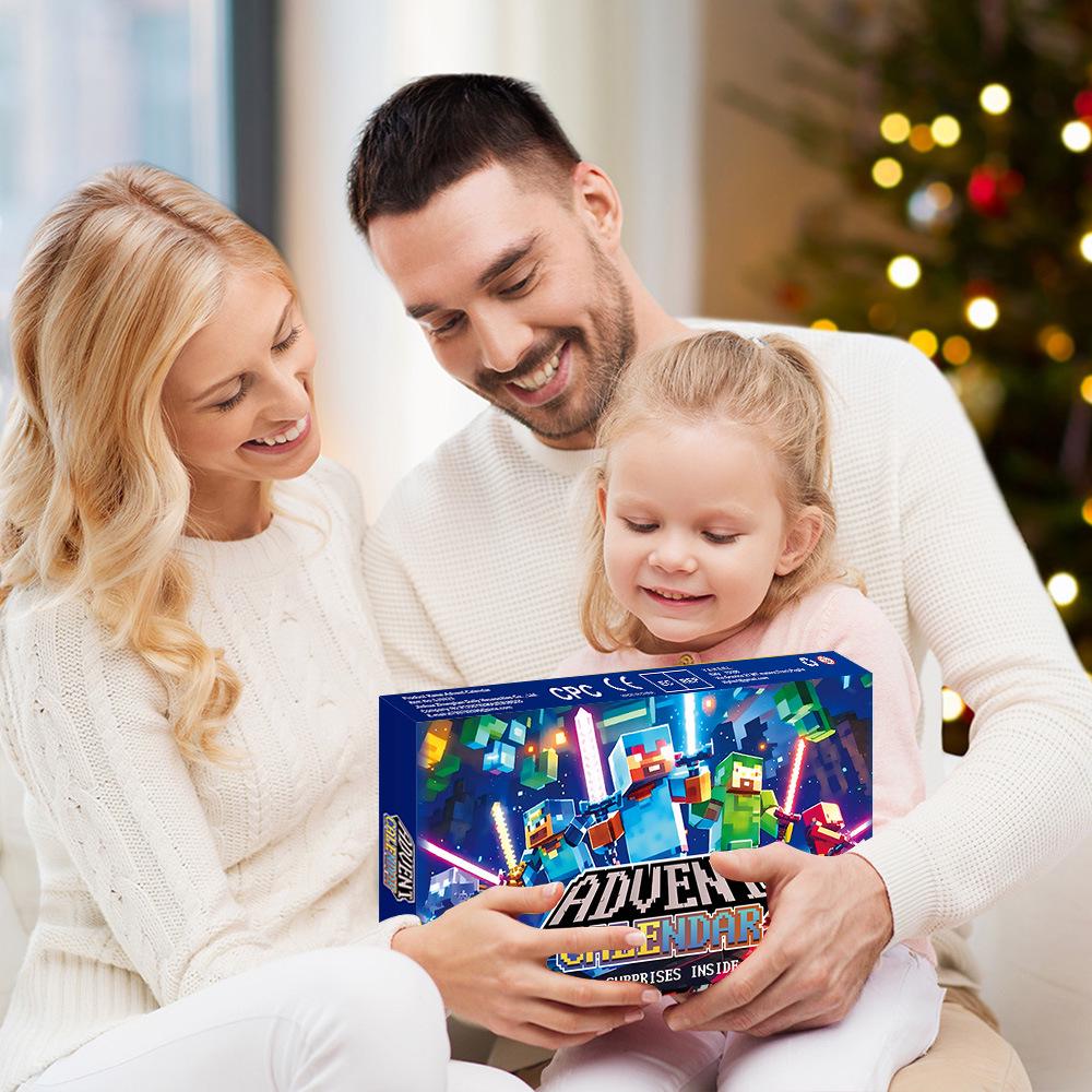 Cross-Border Christmas Countdown Calendar: 24 Pixel Robot Building Blocks for Kids