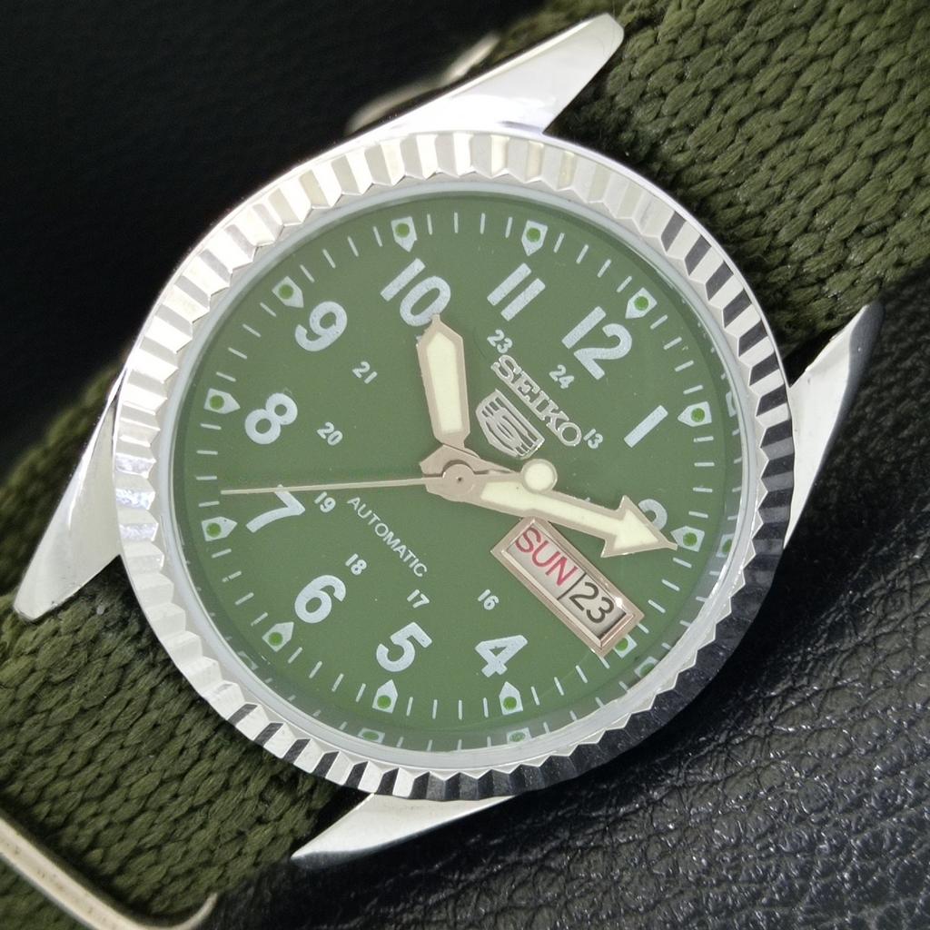 

JAPAN VINTAGE REFURBISHED SEIKO 5 AUTOMATIC 6309A MENS GREEN WATCH a441617-1 Sk-a441617