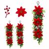 Wall Hanging Pine Branches Poinsettia Christmas Garland New Christmas Swag Garland  Home Decoration