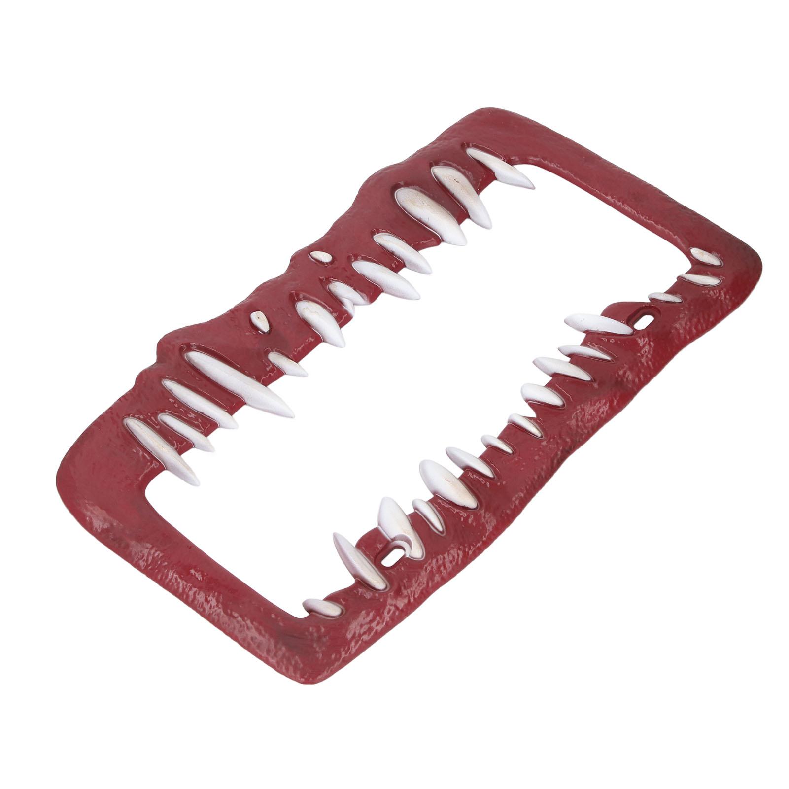 

Рамка для номерного знака Зуб акулы Погодоустойчивая Легко устанавливается Забавная накладка для номерного знака Зуб акулы