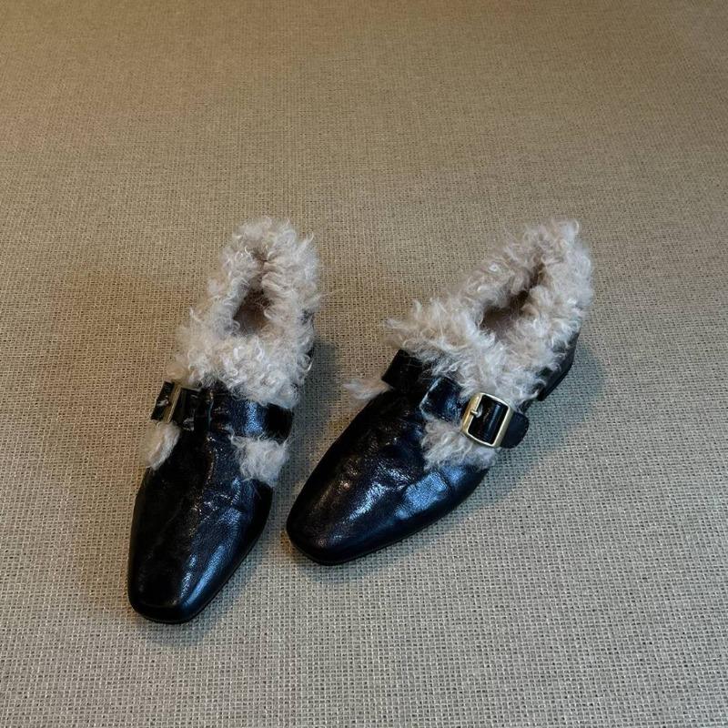 Retro Fleece-Warmschuhe mit Schnalle – Neue Damenschuhe