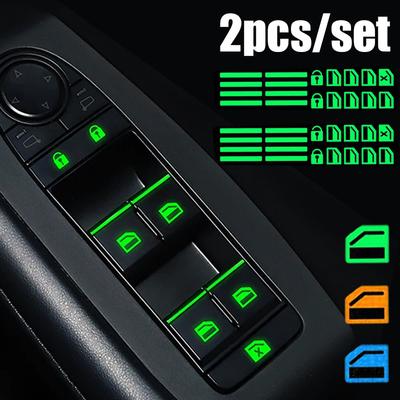 Autocollants Lumineux pour Boutons de Voiture, Autocollants pour Boutons de Leve-vitre, Autocollants Intérieurs de Voiture Lumineux la Nuit pour Toyota Camry Hyundai Kia