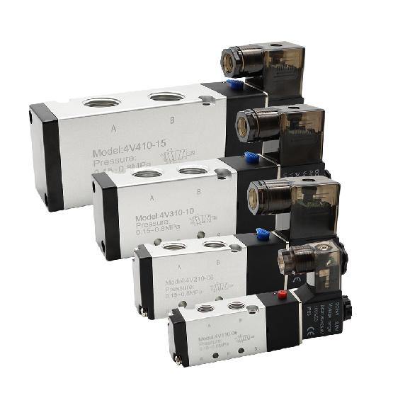 Pneumatic Electric Solenoid Valve 5 Way 2 Position Control Air Gas Magnetic 4V110-06 4V210-08 4V310-10 4V410-15 DC12V 24V AC220V Ventilation Valves 4