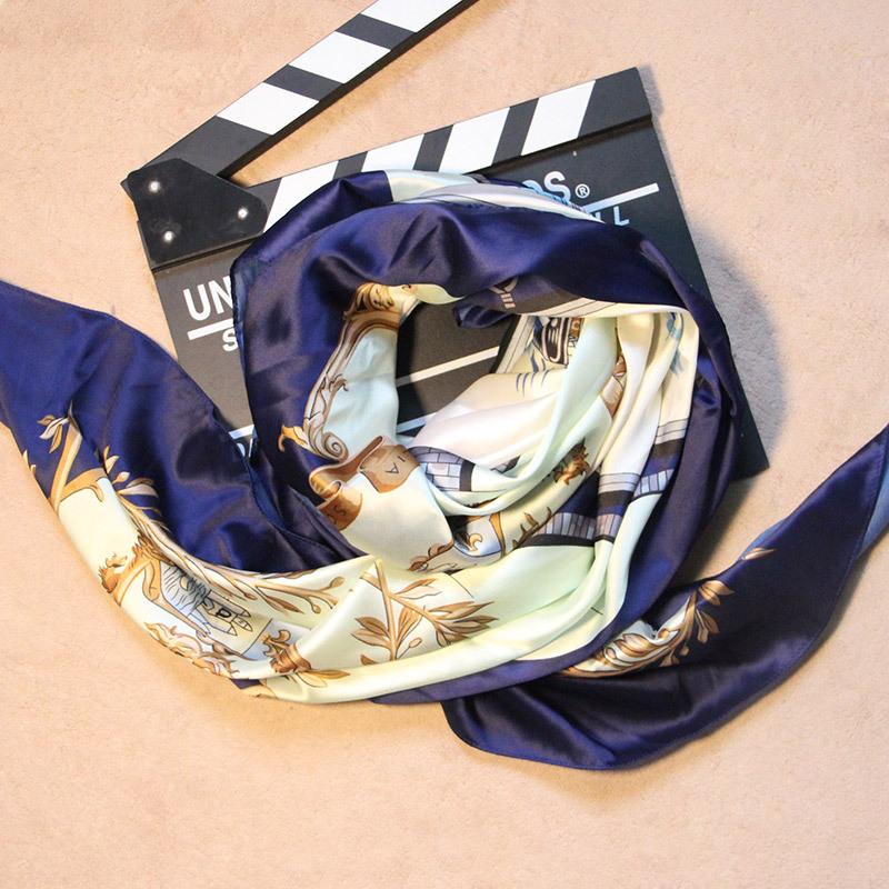 Japan and Korea Fashion Simulation Silk Scarf New Silk Satin Digital Printing Silk Scarf Large Square Scarf Silk Scarf, Women's Spring Silk Scarf