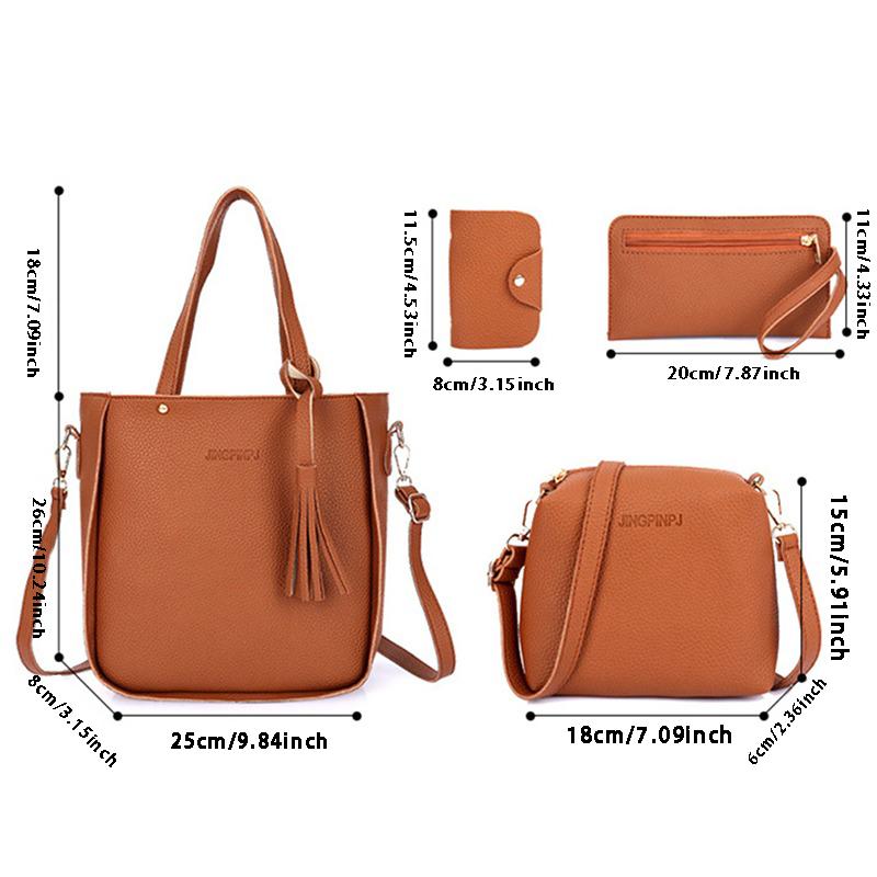 Woman Bag New Fashion Four-Piece Shoulder Bag Set Messenger Bag Wallet Handbag Bolsa Feminina Luxury Girls Messenger Bag