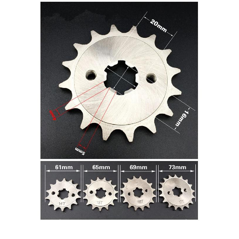 Nickel Alloy Steel 428 15/16/17T Tooth Motorcycle Chain Sprocket for YBR125/150 YX125 SRZ150 JYM150 Dirt Pit Bike ATV