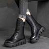Fashion new soft leather thick-soled Martin boots women's 2025 autumn and winter fashion versatile British wind fried street small short boots