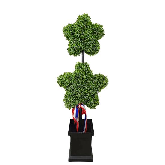 Patriotic 2 Stars Faux Topiary Tree 4th of July Artificial