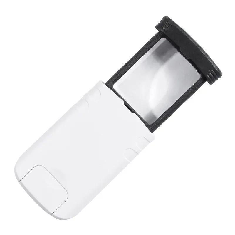 Pull-Out Pocket Magnifier 4X Reading Magnifying Glass With LED Light Illuminated Magnifiers For Reading Jeweler Identification