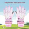 Pink Cartoon Fingerless Cotton Gloves for Girls - Windproof, Warm Winter Cycling and Outdoor Gloves for Primary School Students