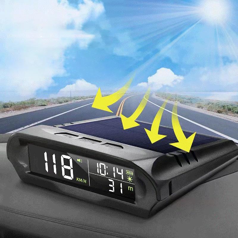 Auto GPS Speedometer With Solar Charging Head Up Display Car Smart Digital Alarm Reminder Meter Electronics Accessories